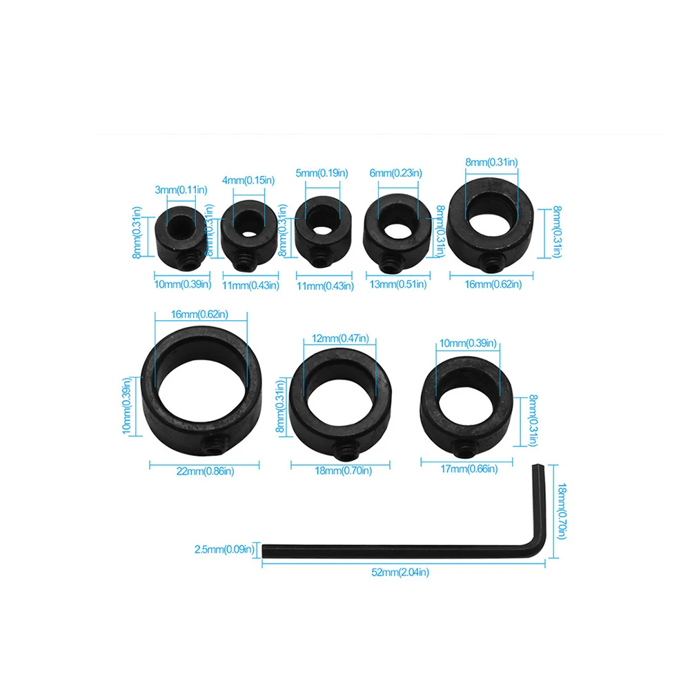 8pcs Shaft Woodworking Drill Locator Depth Stop Collars Ring Positioner Drill for Wood Drill Bit with Hexagon Wrench Bit Tool dual channel function arbitrary waveform generator 200msa s sampling rate 8k storage depth signal source with 2 4 inch tft lcd digital screen 40m