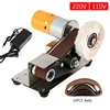 Mini Electric Belt Sander DIY Polishing Grinding Machine with 10 Belts Grinder Set Sharpener Cutter Knife Edges 220V/110V 2
