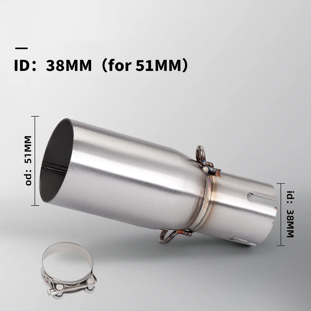 Universal Intermediate Link Pipe for Motorcycles - 51mm Diameter, Multiple Size Options