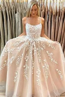 Tulle Spaghetti Straps Prom Dresses Long Lace Appliques Ball Gowns for Women - Image 2