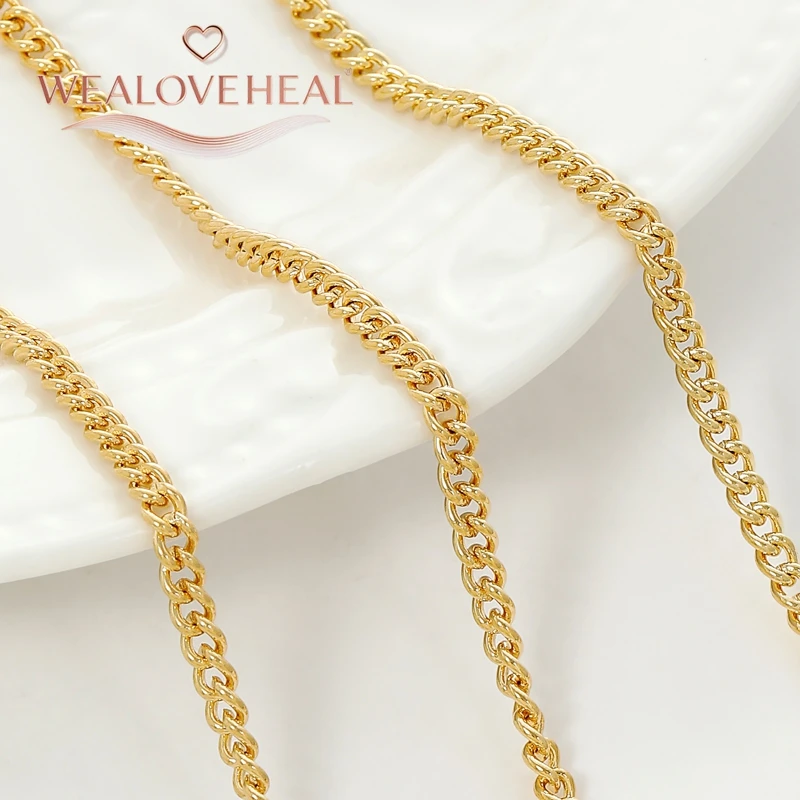 3 mm 18 Karat vergoldete Messing-Metallketten, große Kette für DIY-Schmuckzubehör, handgefertigte Materialien für die Herstellung von Halsketten – Detail 19