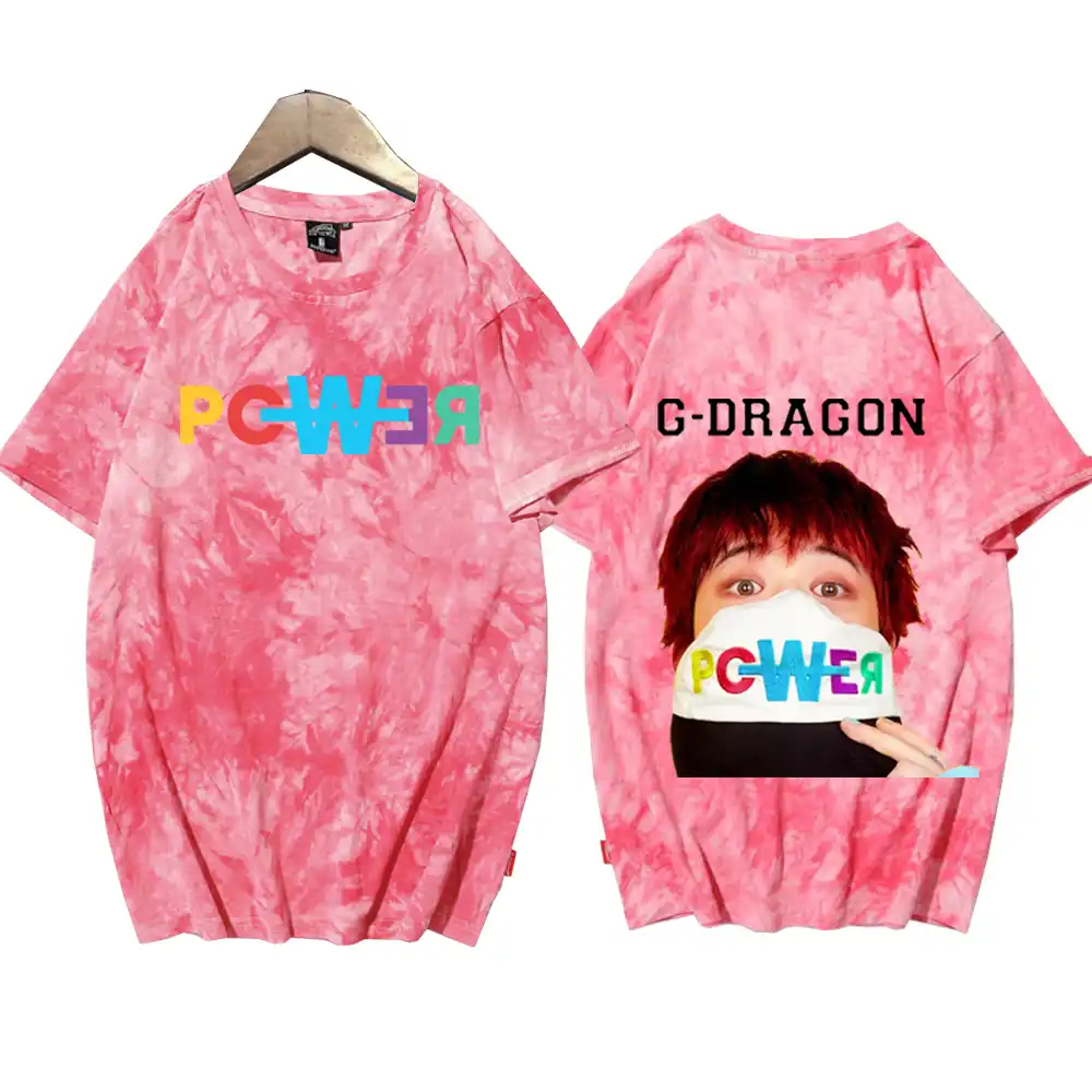 G Dragon POWER Tie Dye Shirts Unisex Round Neck Short Sleeve