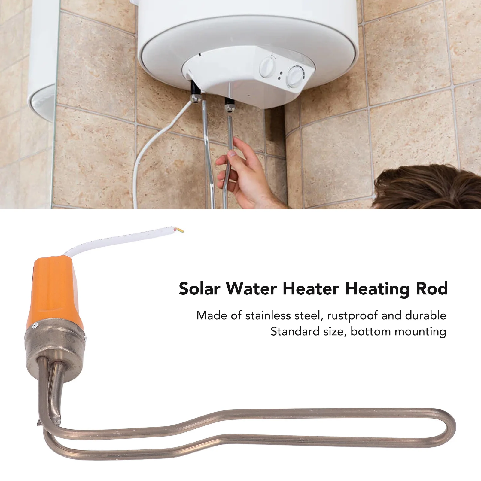 Pool Water Heater Water Heater Heating Rod Solar Heating Rod 220V 1500W Bottom Mounting Scale Prevention Type for Swimming Pool