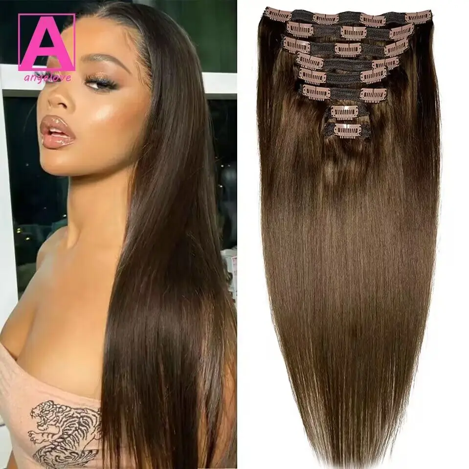Clip Human Hair Extensions Black Women Clip Hair Extensions Human Set 8 120g Aliexpress