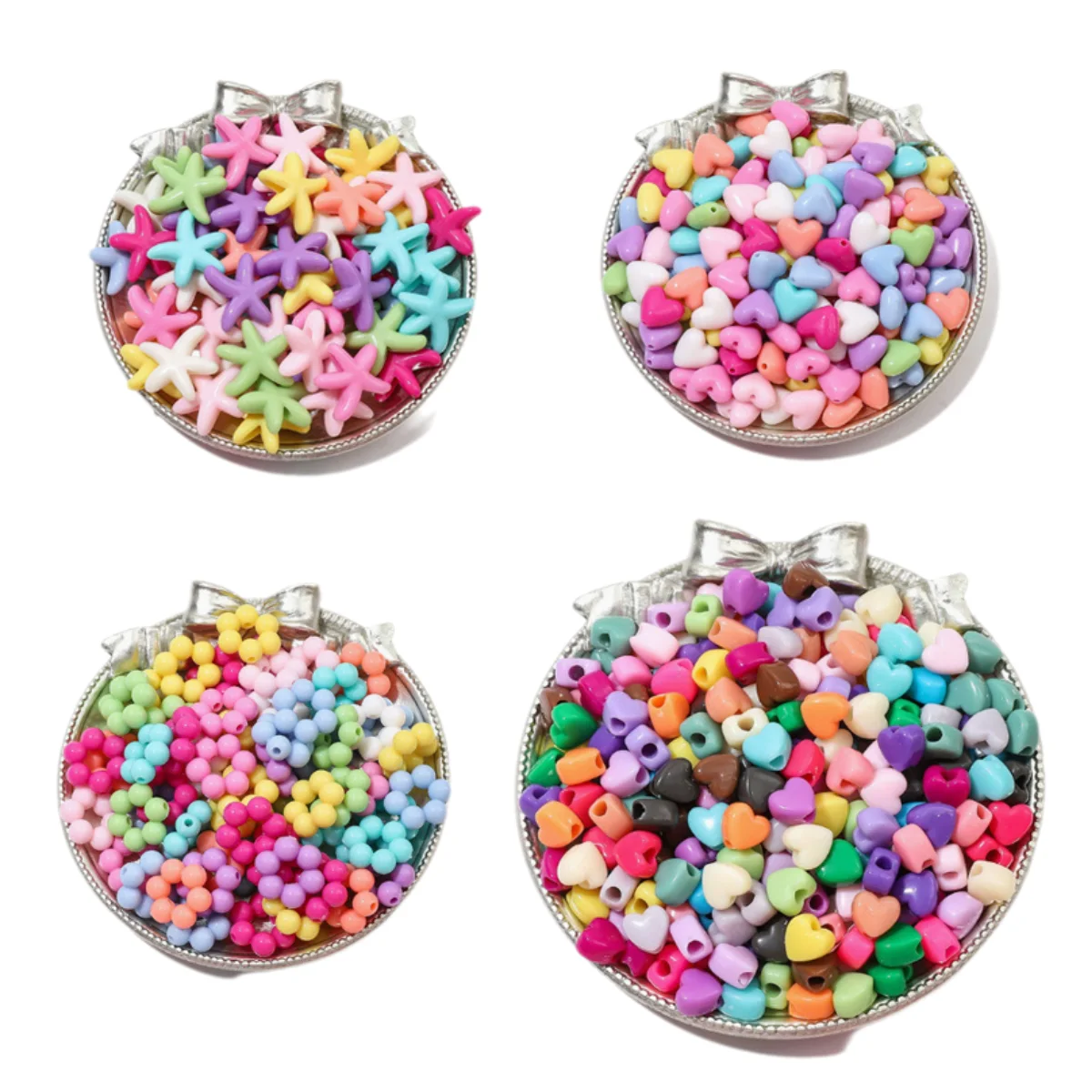 Perles en acrylique en forme de cœur pour enfants, perles intercalaires en vrac, matériaux de bricolage pour la fabrication de bijoux faits main, pendentifs, colliers, bracelets