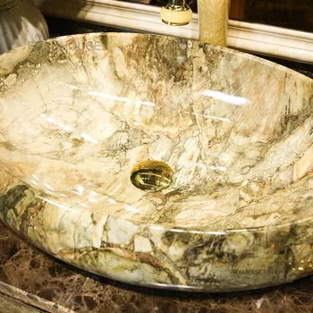 ยุโรปห้องน้ําอ่างล้างมือ Modern Art เซรามิคอ่างล้างหน้าห้องน้ํารูปไข่ห้องน้ําอ่างล้างหน้าห้องครัวซักผ้าอ่างล้างหน้าห้องน้ําอ่างล้างหน้า L 1