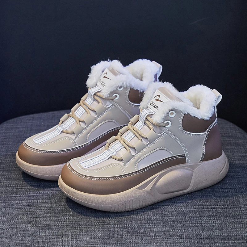 Women's Winter Sports Shoes 2022 New In Furry Warm Sneakers Woman Comfort Skateboard Shoes Ankle Snow Boots Zapatillas Comodas