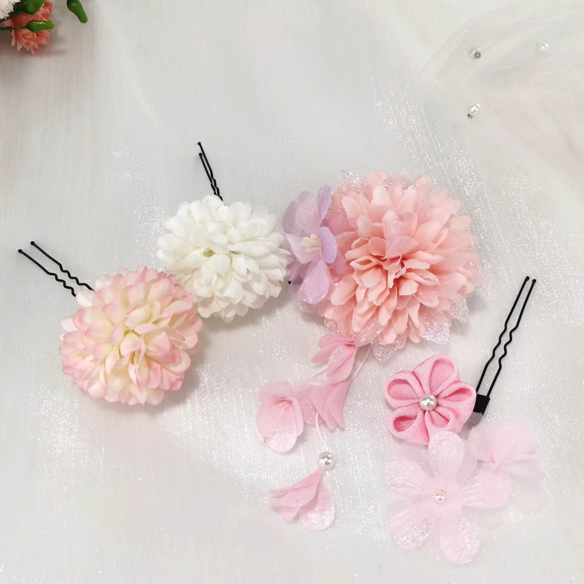 Japanischen Stil Haarnadel Set Frühling Blume Element Haar Stick Für Frauen Elegante Vintage Mädchen Haar Clip Seide Haar Zubehör – Detail 14
