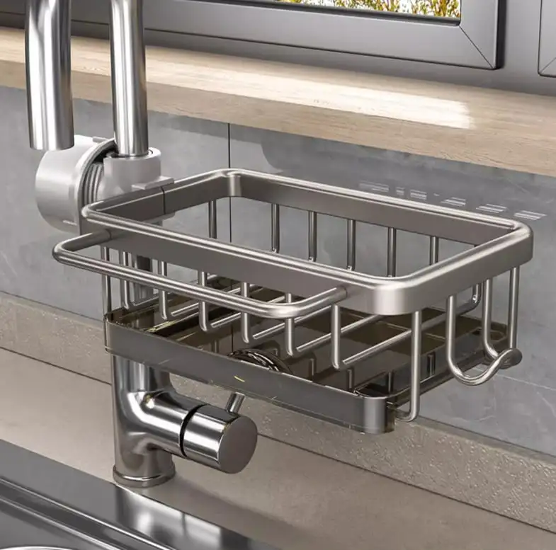 Porte-Serviettes Robinet Cuisine - Acier Inoxydable - Réglable 1.8-2.8cm - Pivotant 360°