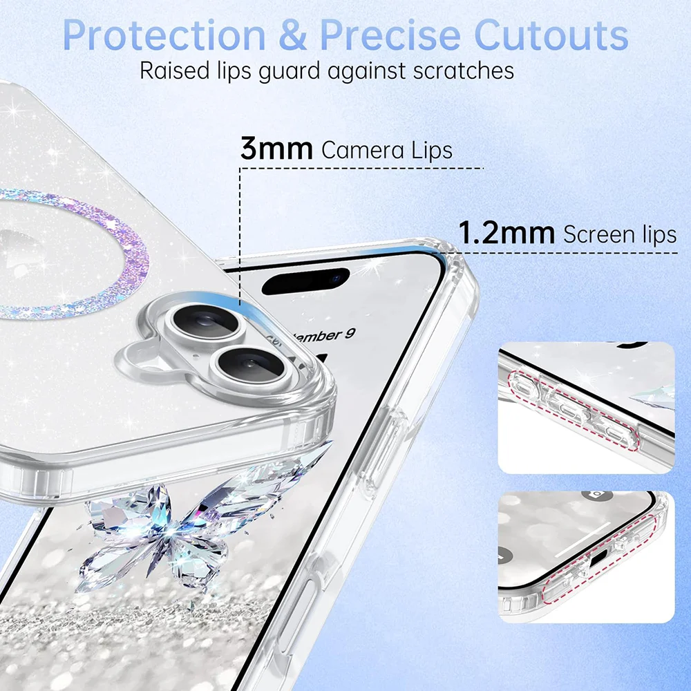 Light Luxury Transparent Glitter Star Magnetic Ring Phone Case