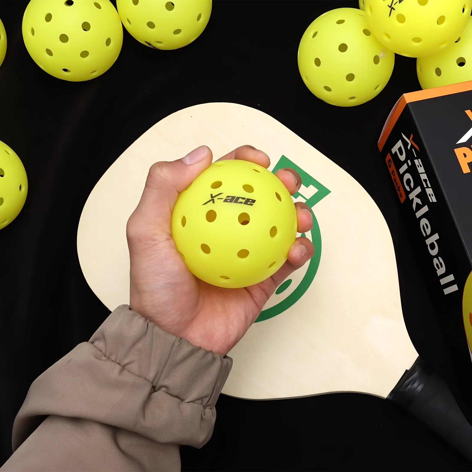 Pickleball Balls 6Pcs with Mesh Bag, 26/40 Hole Indoor Outdoor Pickleballs for Competition Pickleball
