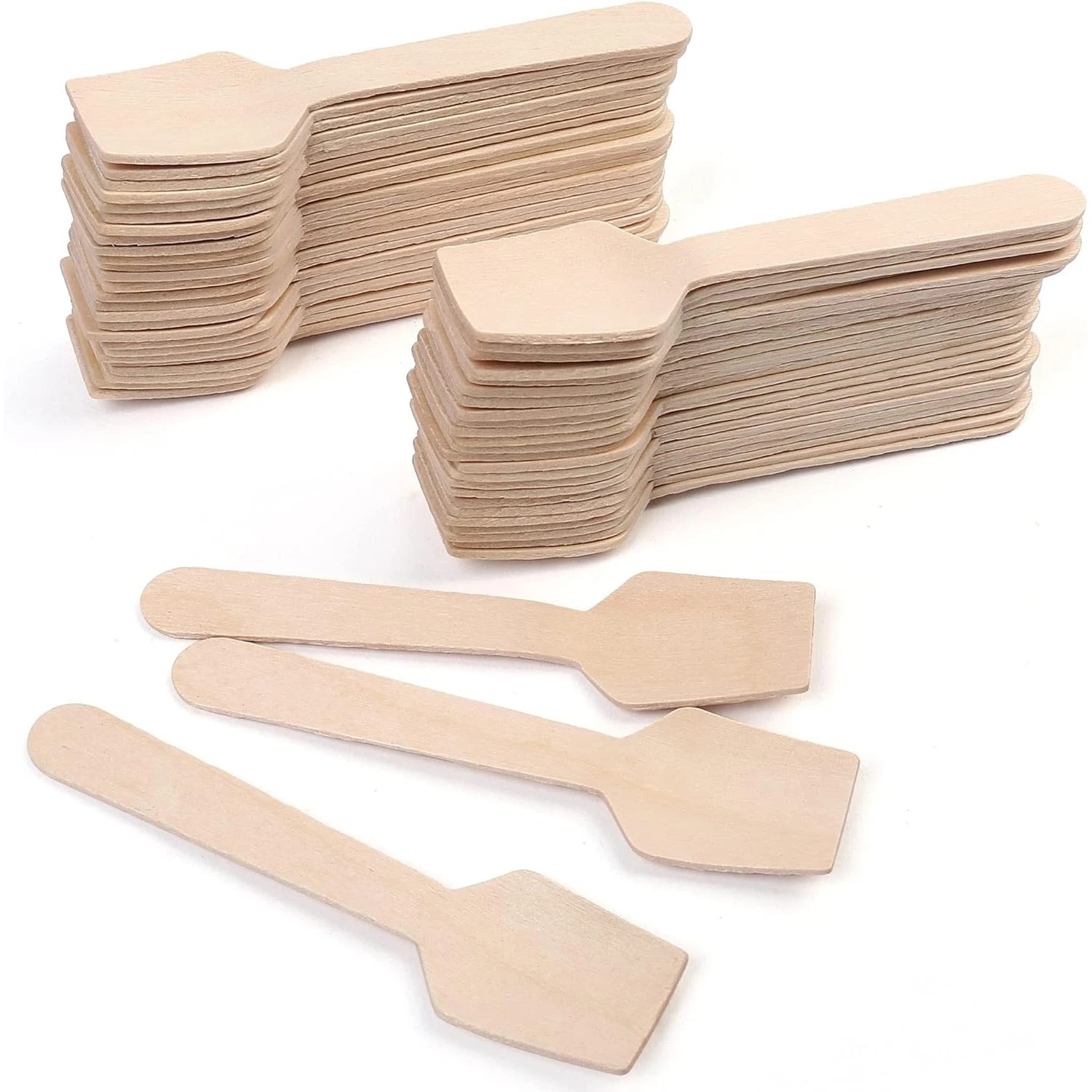 100 Stück 3,74-Zoll-Party-Mini-Quadrat-Holzlöffel zum Probenahmen von Joghurt-Eis, perfekt für Hochzeit, Abschlusssaison, Dessert – Detail 1