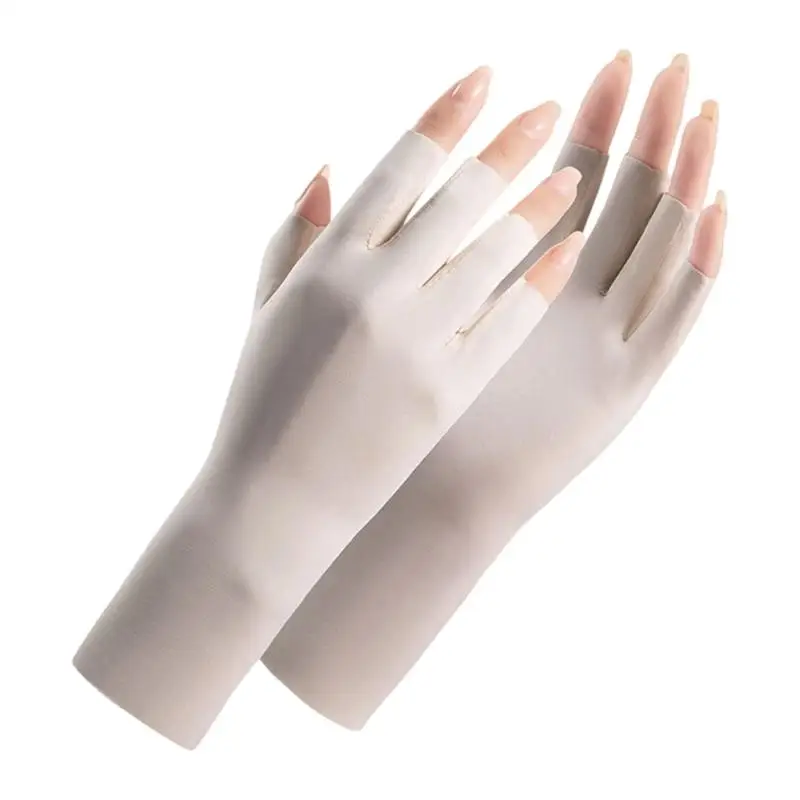 39BD Atmungsaktive SPF-Handschuhe, Semi-Cover-Design, Nails-Art-freundlicher Handschutz, 22 Länge, universelle Passform – Detail 10