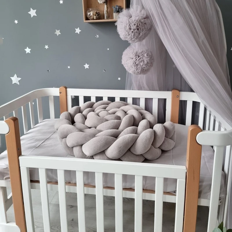 1-4M Baby Bumper Bed Braid Knot Pillow Cushion Bumper for Infant Crib Protector Cot Bumper Room Decor Crib Bedding Braid Set