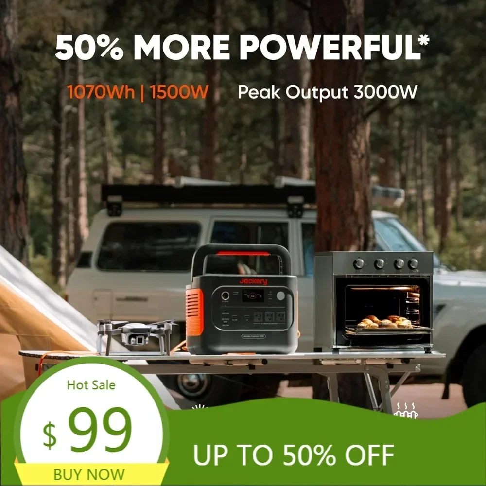 explorer 1000 v2 portable power station,1070wh lifepo4 battery,1500w ac/100w usb-c output, 1 hr fast charge, solar generator fo