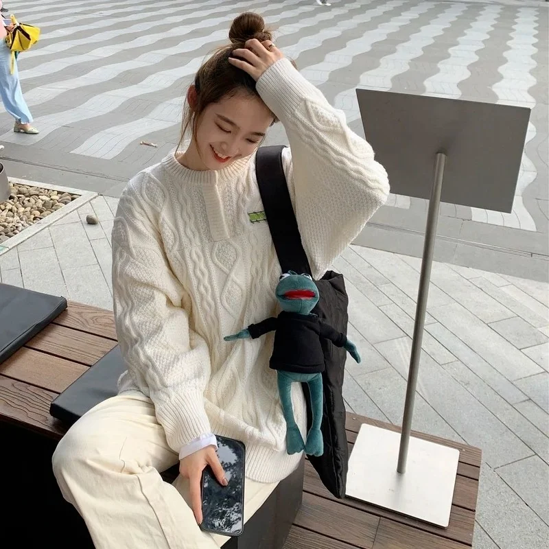 通販半額 ゆったりとしたセーター 柔らかな無地 カジュアルでワイルドなファッション 秋冬 大型配送 Carlsbadaqua Com