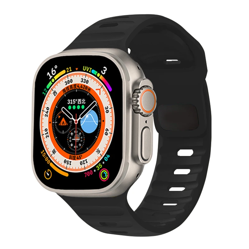 Silicone Strap For Apple Watch ultra Band 49mm 46mm 44mm 45mm 42mm 41mm 40mm sport correa bracelet iwatch Series 9 10 7 6 5 se 8