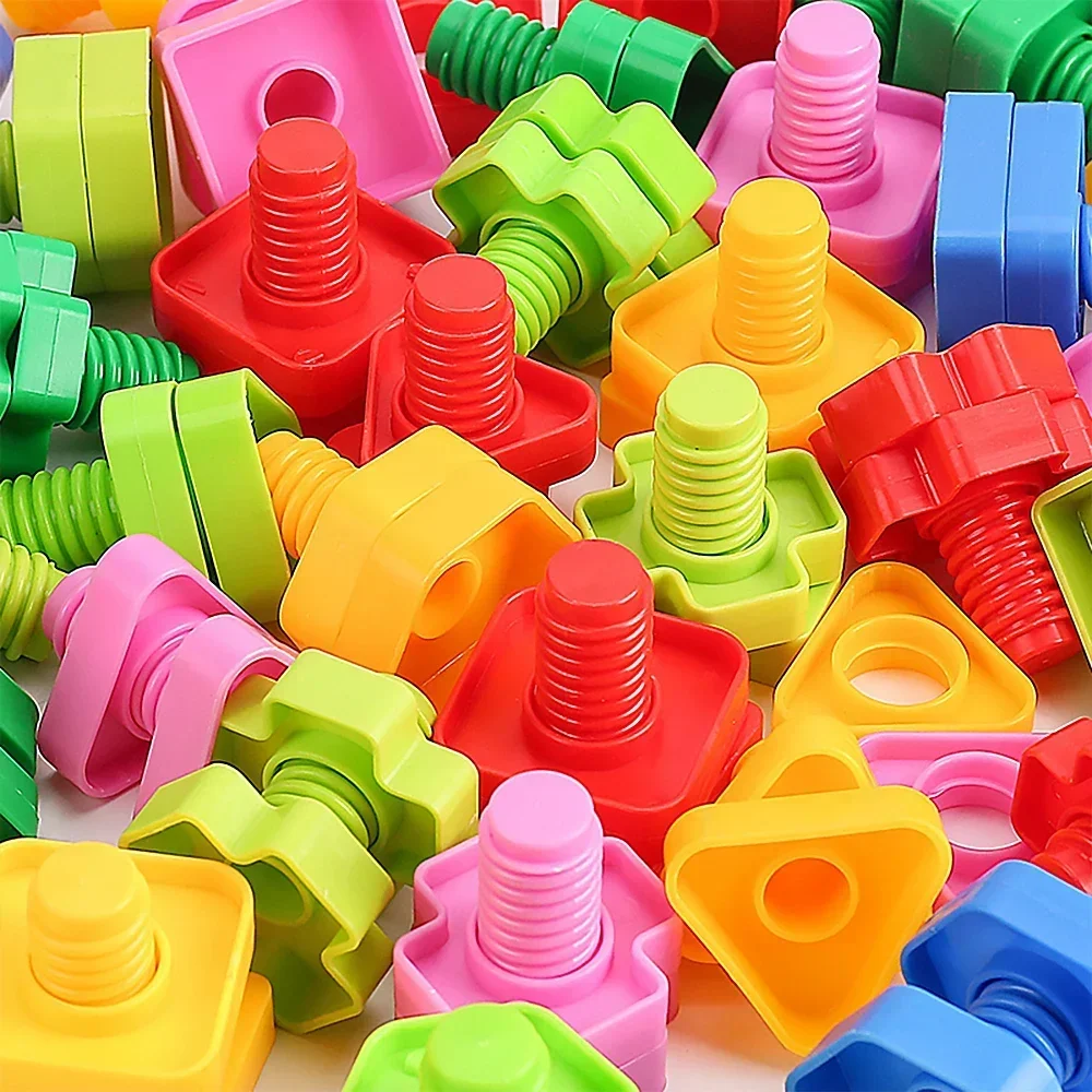 10/20Pcs Screw Building Blocks Nut Shape Match Puzzle Toys For Children Infant Montessori Shape Color Recognize Educational Toys building block toy assemble toy shape match puzzle toys