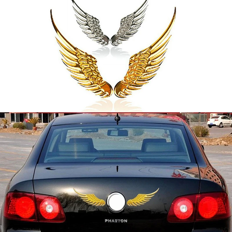 1 Pair Fashion Metal 3D Angel Wings Car Stickers Car Styling Motorcycle Accessories Decoration Badge Emblem