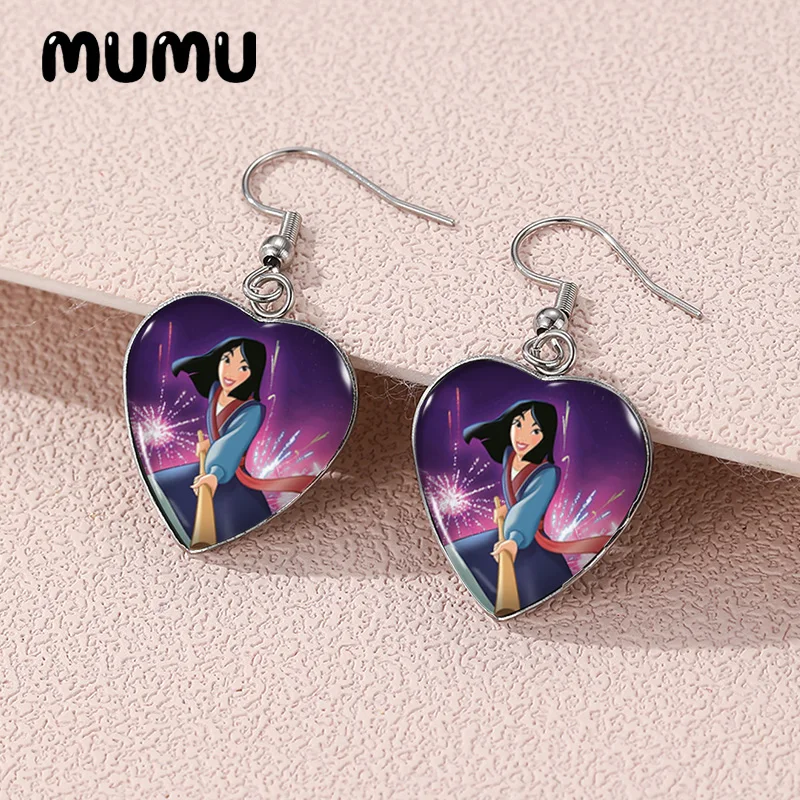 2024 New Princess Mulan Dangle Earring Heart Shaped Earrings