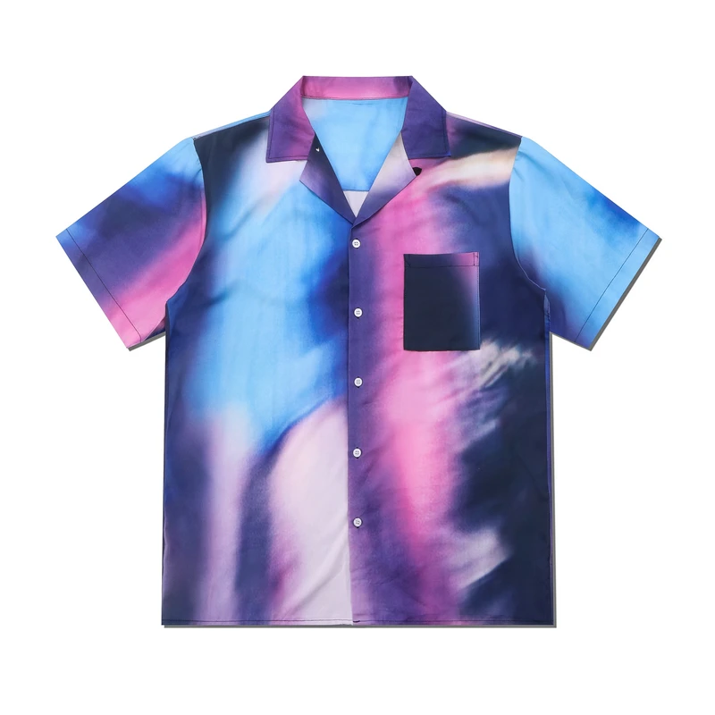 

Y2K Streetwear Fashion Mens Colorful Tie Dye Hawaiana Short Sleeve Shirts Summer New Trendyol Men Beach Shirt Chemise Homme Hemd