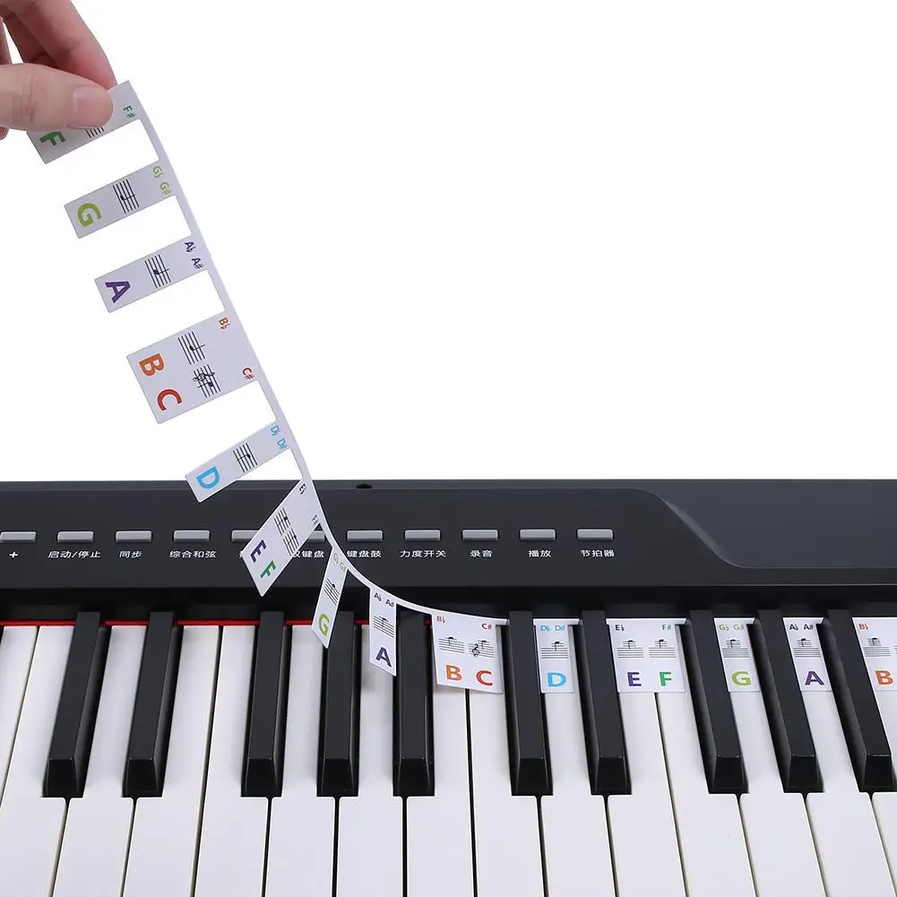 Autocollants pour clavier de Piano, 61 / 88 touches, marqueur de notes, à  superposer, pour débutants, enfants avec étui - AliExpress