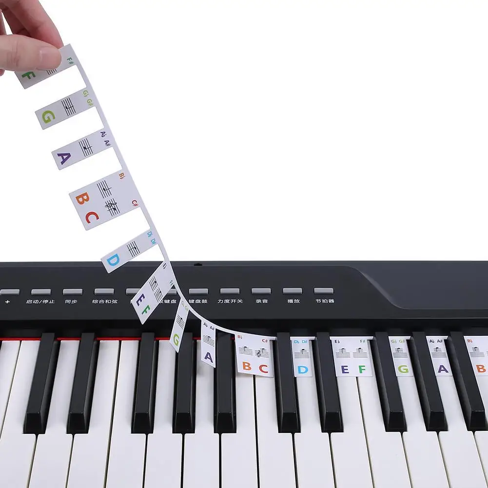 Étiquettes de clavier de Piano amovibles 61 touches 88 touches,  autocollants de clavier de Piano, marqueur de Notes de râteau de Piano,  superposition pour Guide de doigts - AliExpress