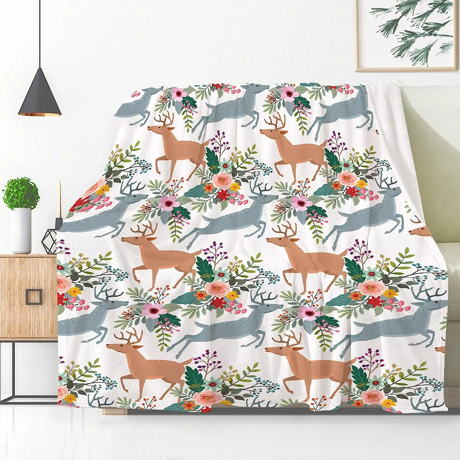 

Одеяло с цветочным рисунком Deers, одеяла, дикий природный цвет, для мальчиков и девочек, ультрамягкое Флисовое одеяло