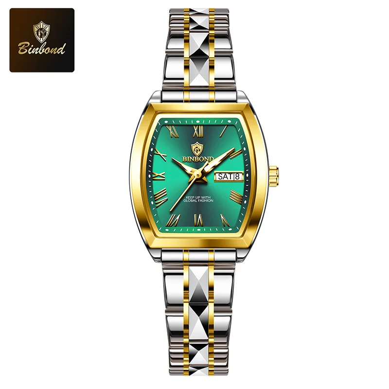BINBOND الساعات النسائية الفاخرة الفولاذ المقاوم ل...