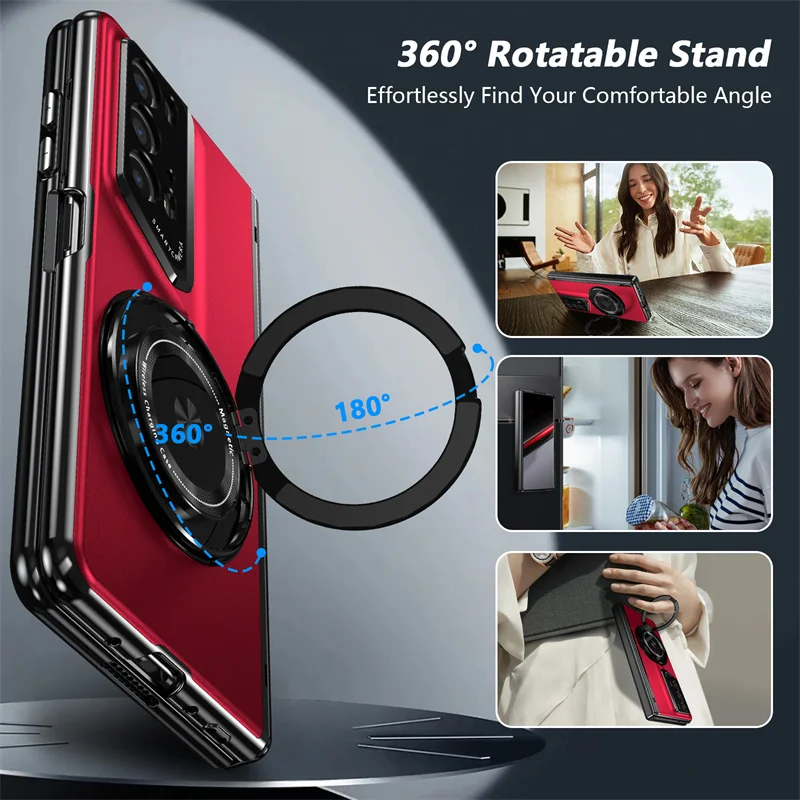 Matte Solid Color Shockproof Phone Case with Holder and Hard Shell Protection