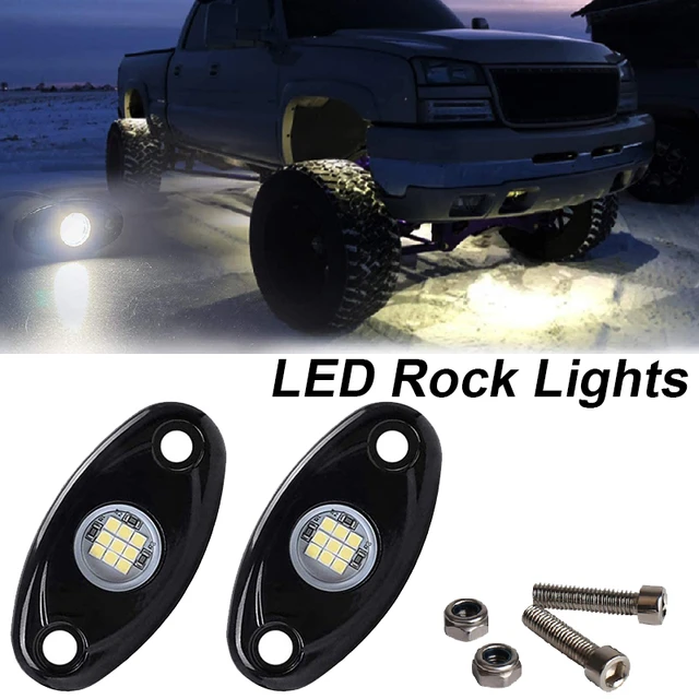 6 Pods LED Rock Lights, Ampper Waterproof LED Neon Underglow Light for Car  Truck ATV UTV SUV Offroad Boat Underbody Glow Trail Rig Lamp (White) 