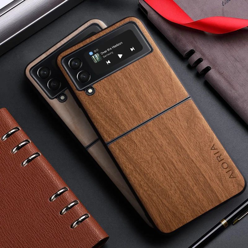 Premium Bamboo Wood Pattern Leather Case for Samsung Galaxy Z Flip