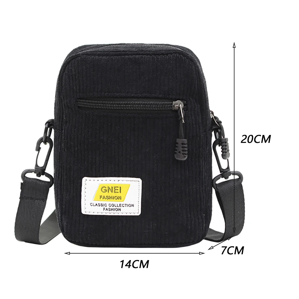 All-match Ladies Shoulder Bag Fashion Corduroy Zipper Messenger Bag Autumn Winter Multi-layer Street Shoulder