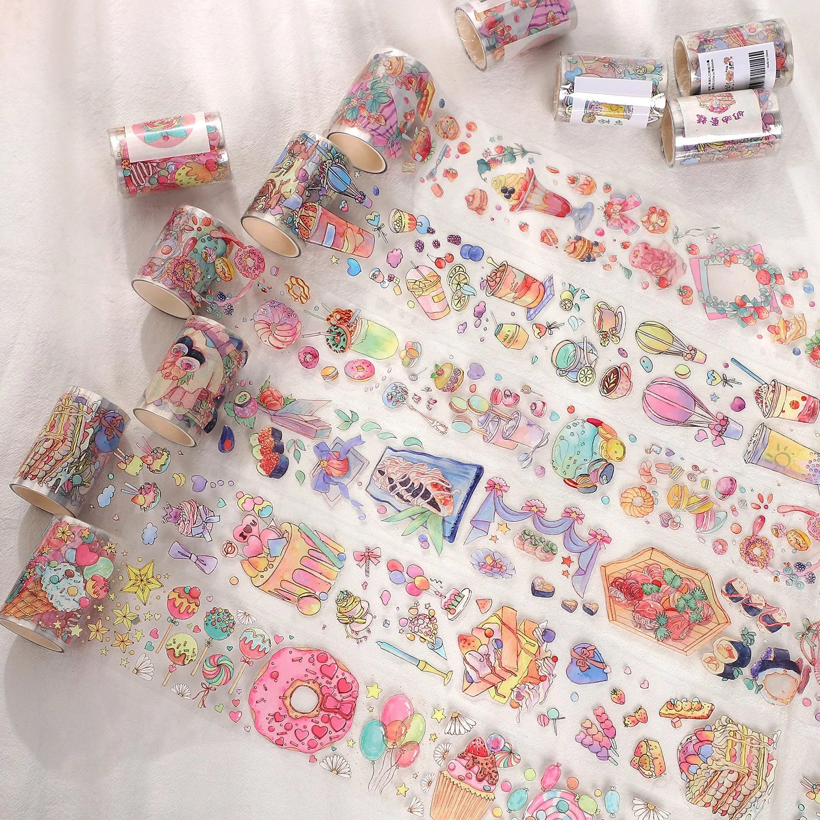 

2M PET Waterproof Cake Donuts Washi Tape Creative Journal Collage DIY Scrapbooking Decoration Masking Tapes Stationery