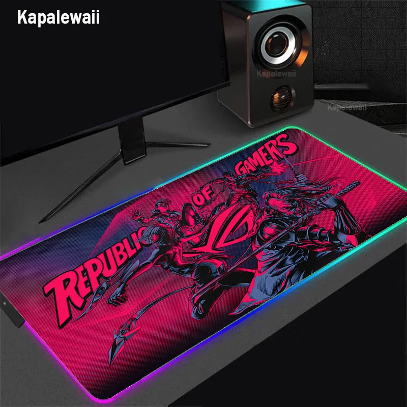 

Anime ASUS ROG Mouse Pad Gaming RGB Mousepad Gamer XXL 100x50cm Large Speed Mause Mat LED Backlight Desk Mat Gaming Accessories