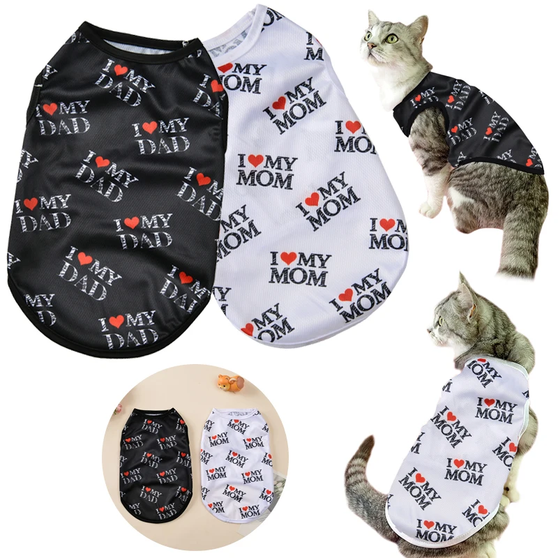 애완 동물 고양이 조끼 작은 개 고양이를위한 부드러운 통기성 옷 패션 프린트 ..