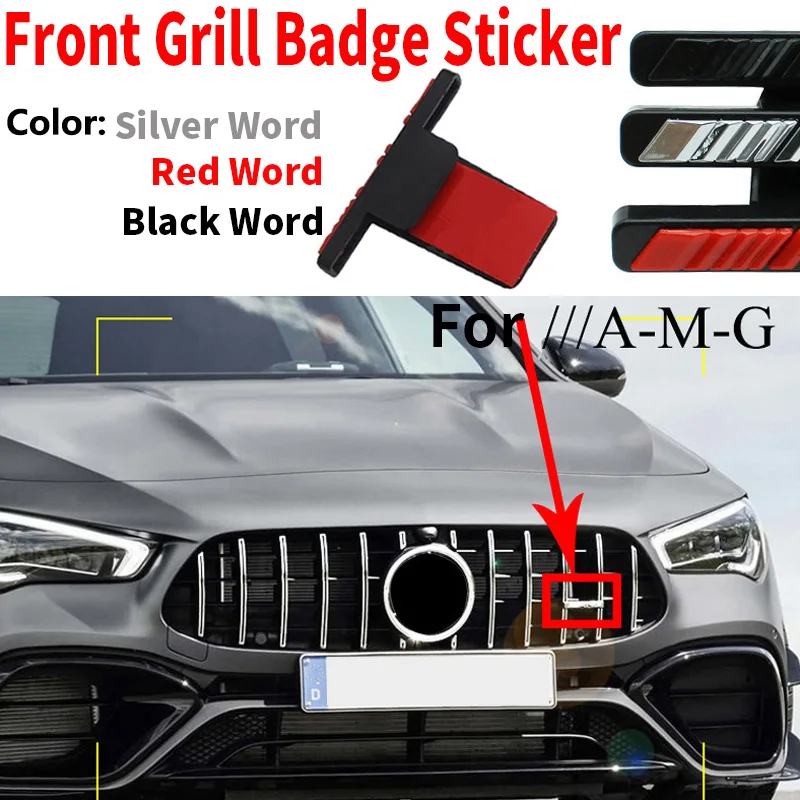 

ABS Car Front Hood Grill Badge Grille Emblem Sticker For Mercedes Benz AMG Letter Logo W212 W213 W211 W176 W210 GLA GLC CLS GLK