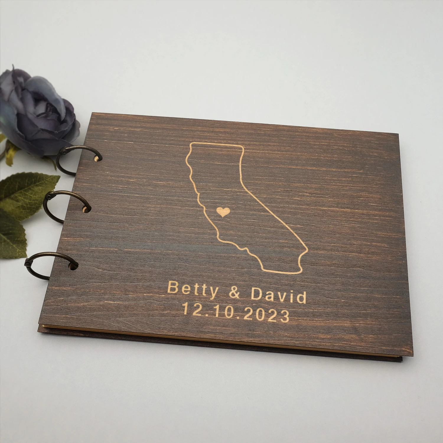 Custom Wedding Guest Book Rustic Wedding Guestbook Engraved Wooden