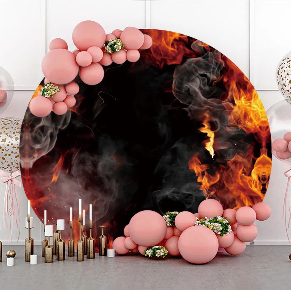 

Laeacco Abstract Fire Flame Smoke Flame Round Backdrop Fire Publicity Poster Kids Adult Creative Portrait Photography Background