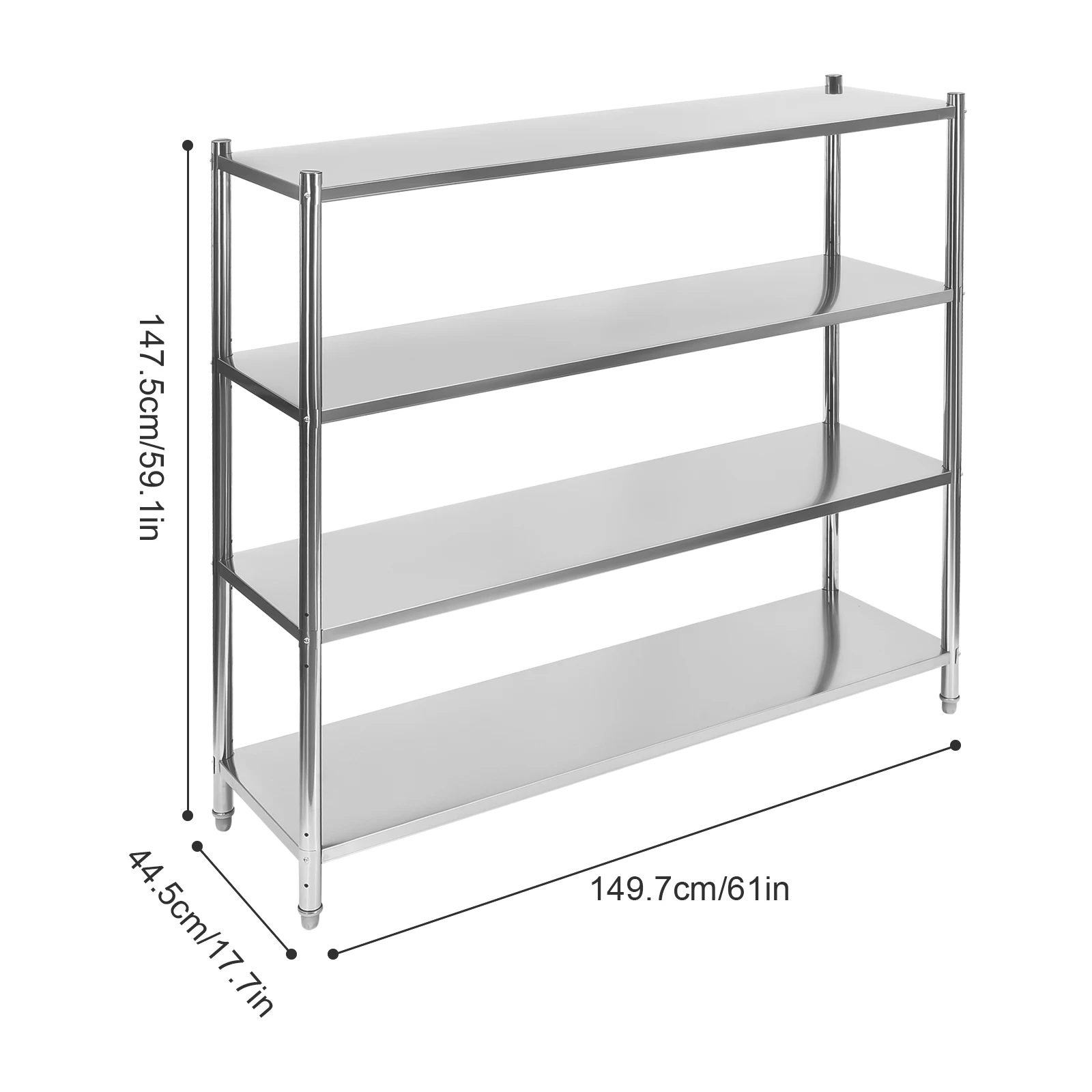 Stainless Steel Shelving 4 Tier Adjustable Shelf Storage Stainless Steel Heavy Duty Shelving