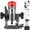Compact Wood Router Combo Tool 800W 110V with 6 Speeds Fixed Base Plunge Router Woodworking Trimmer Router Kit with Accessories 1