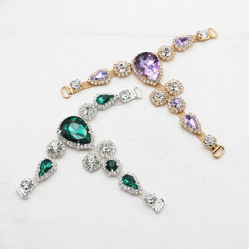 크리스탈 슬리퍼 체인 비키니 커넥터/걸쇠 금속 투명 아크릴 라인석 크리스탈 버클, 13cm x 9.5cm, 1 개