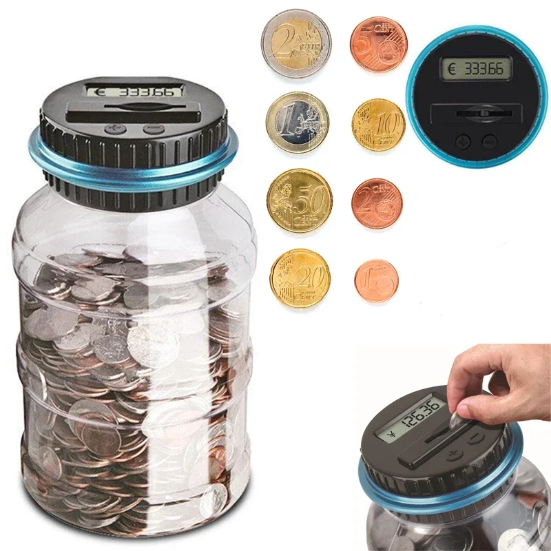 Hucha Electrónica, Contador De Monedas, LCD Digital, Conteo De Monedas,  Caja De Ahorro De Dinero, Tarro De Dinero, Caja De Almacenamiento De  Monedas ANGGREK Electronic Piggy Bank Counter