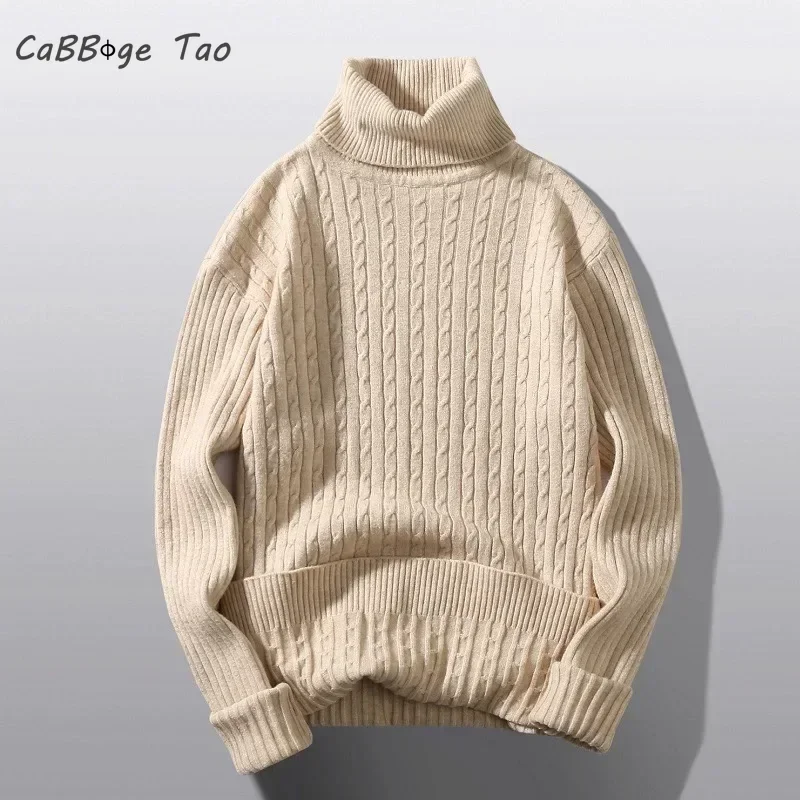 Turtleneck Sweater Men's Long Sleeve Sweater Slim Fit Casual Knitted Turtleneck Pullover Mock Neck Sweater Autumn Knitwear Winter Casual Streetwear