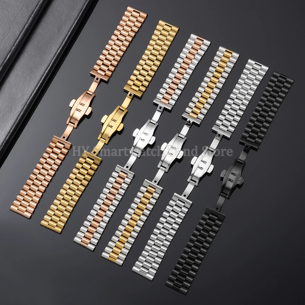 Luxury Stainless Steel Curved End Watch Band Bracelet