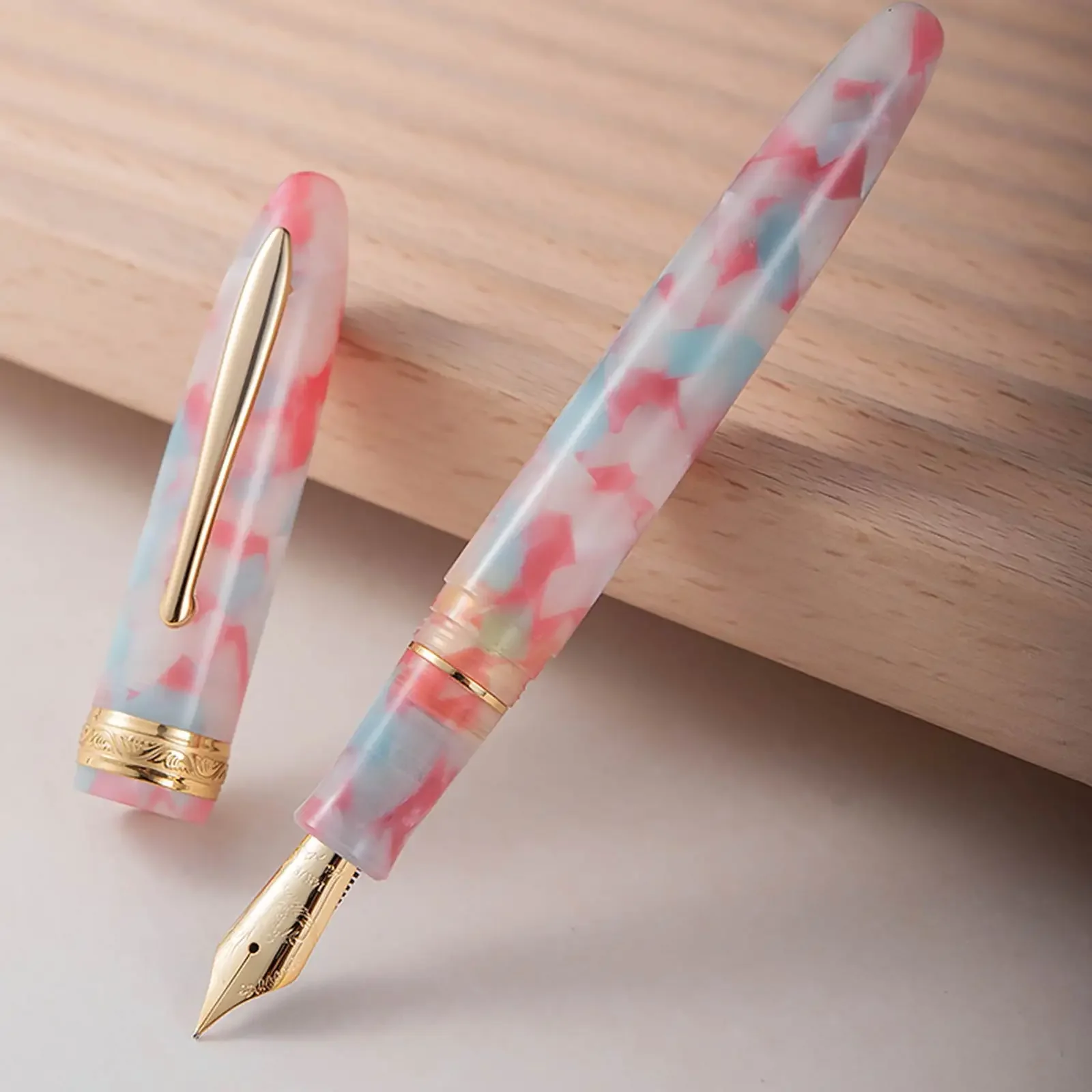 Hongdian N9 아크릴 만년필, 아름다운 Yunhai 시리즈, 14K 펜촉, 필기 잉크 펜, 서예 절묘한 비즈니스 선물 펜