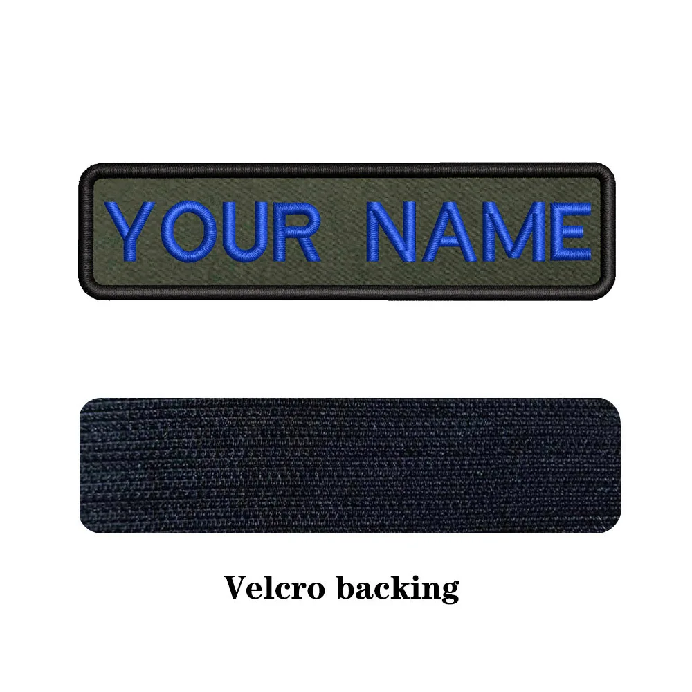 10X2.5cm Army Green background Embroidery Custom Name Text Patch Stripes badge Iron On Or Velcros Backing Patches For Clothes 