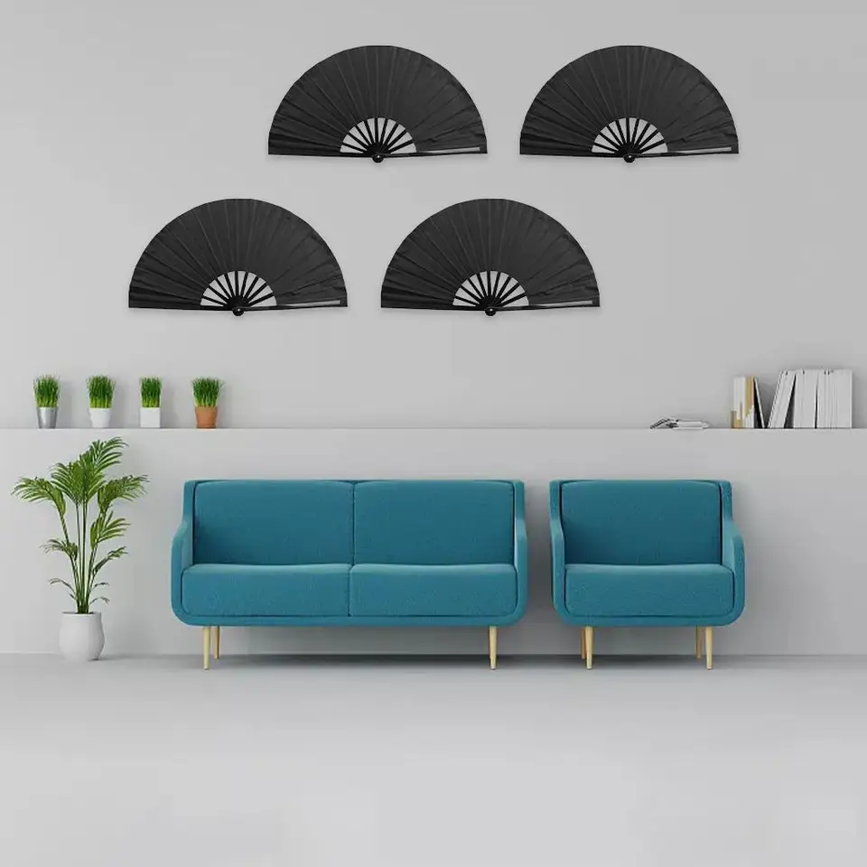 Ventaglio Pieghevole Bianco In Nylon 33x64 Cm - 2 Pezzi Per Danza, Decorazioni E Feste - Personalizzabile