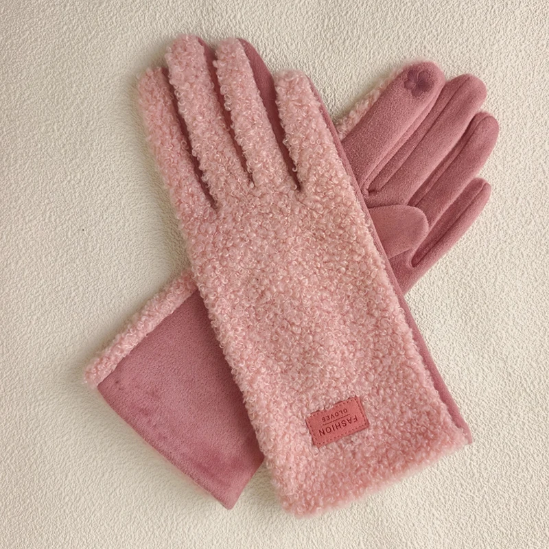 Winter Keep Warm Touch Screen Suede Gloves Women Fashion Elegant Personality Windproof Prevent Cold Add Velvet Thickened