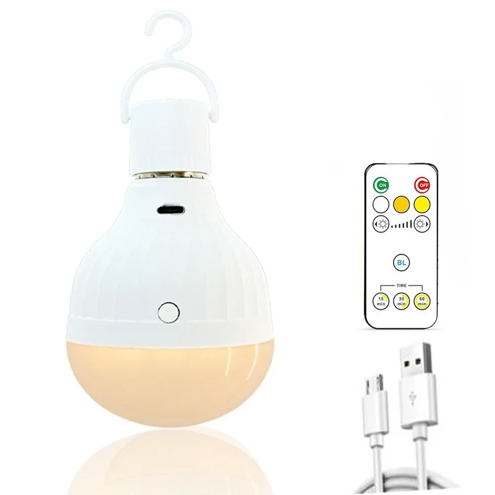 800LM USB C Rechargeable Light Bulbs Remote Control E27 Dimmable Portable Emergency lamp Home Power Outages for Camping Outdoor usb c rechargeable light bulb with remote control 5v 7w e27 smart battery bulbtouch control dimmable led bulbs with timing